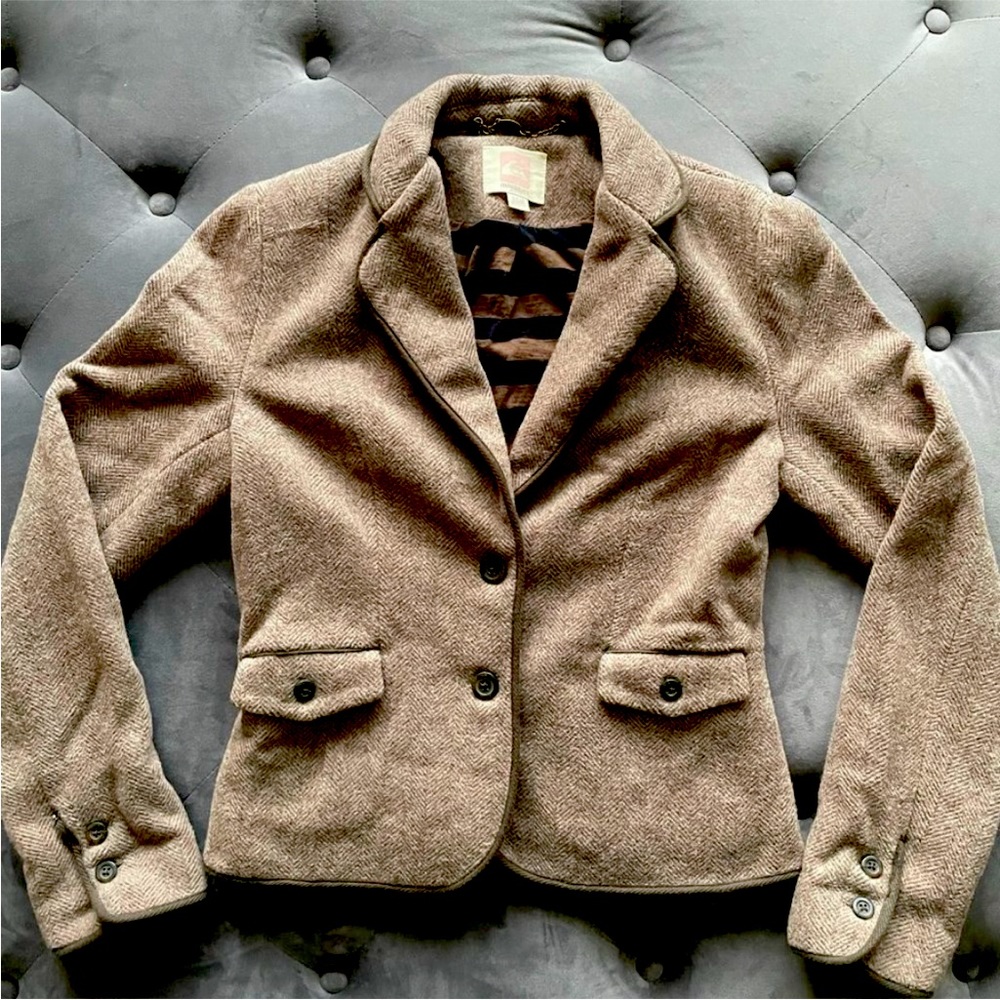 Quicksilver herringbone tweed wool blazer